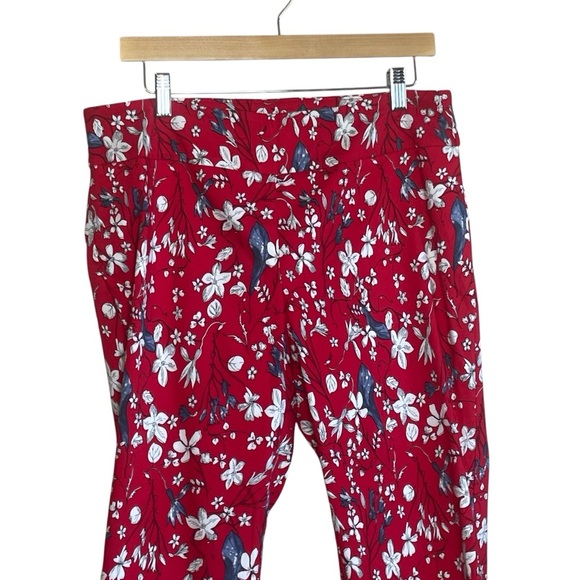 Soft Surroundings Red Floral Pants Womens Large Ponte Bold Career Work Stretch - Picture 2 of 8
